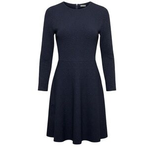 Lela Rose Textured Jacquard Knit Fit & Flare Dress Navy Size XS